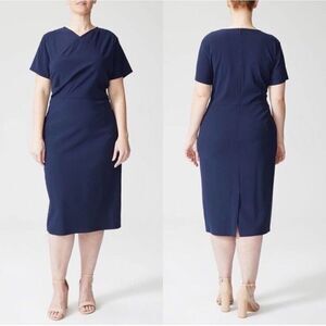 Universal Standard Mary Double Luxe Faux Wrap Dress NWT Size 3X Blue
